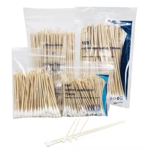 Non Sterile Wooden Applicator with Single Standard Cotton Tip